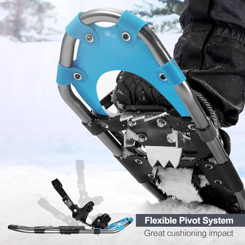 image for Odoland 4-in-1 Snowshoes for Men and Women with Trekking Poles, Carryi