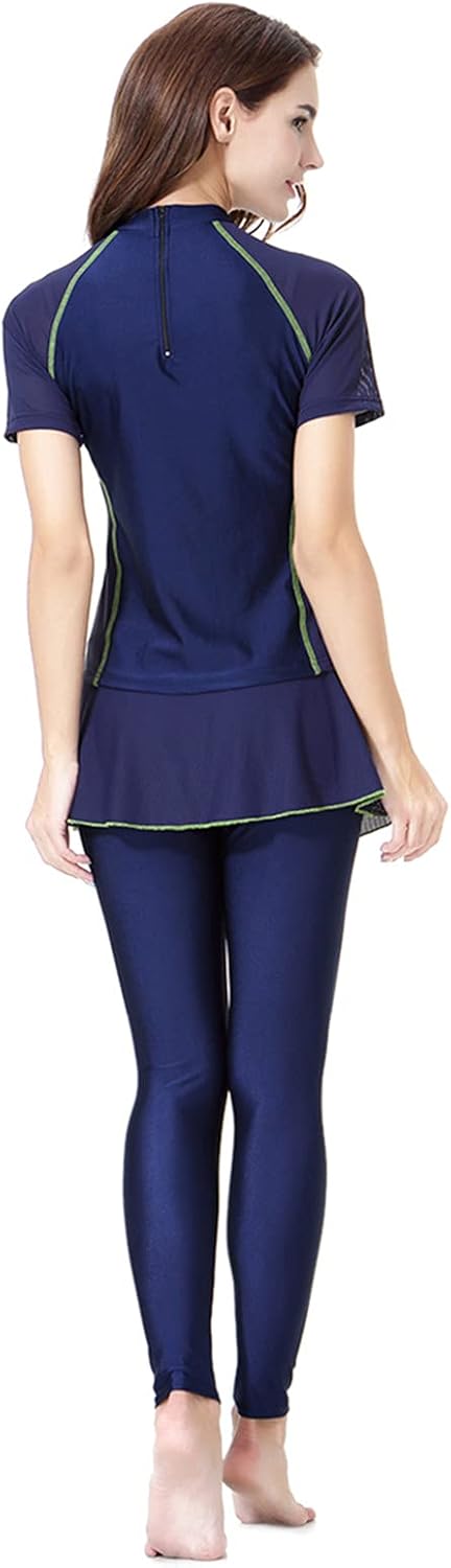 Modest 2 Pieces Swimsuits for Women Girls, Muslim Swimming Costume Women Short Sleeve Surfing