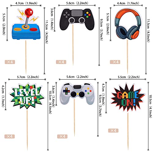 Zhuoweism ZWA1214 25 Pcs Video Game Cupcake Toppers Video Game Happy Birthday Cake Topper Game On Controllers Cupcake Picks Gamepad Cake Decorations For Game Theme Baby Shower Kids Birthday Party Supplies thumb #2