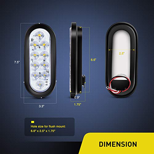 Nilight 4PCS 6" Oval LED Trailer Tail Lights 4PCS 10 LED w/Flush Mount Grommets Plugs Reverse/Back Up Trailer Lights for RV Truck Jeep by Nilight - Image 2
