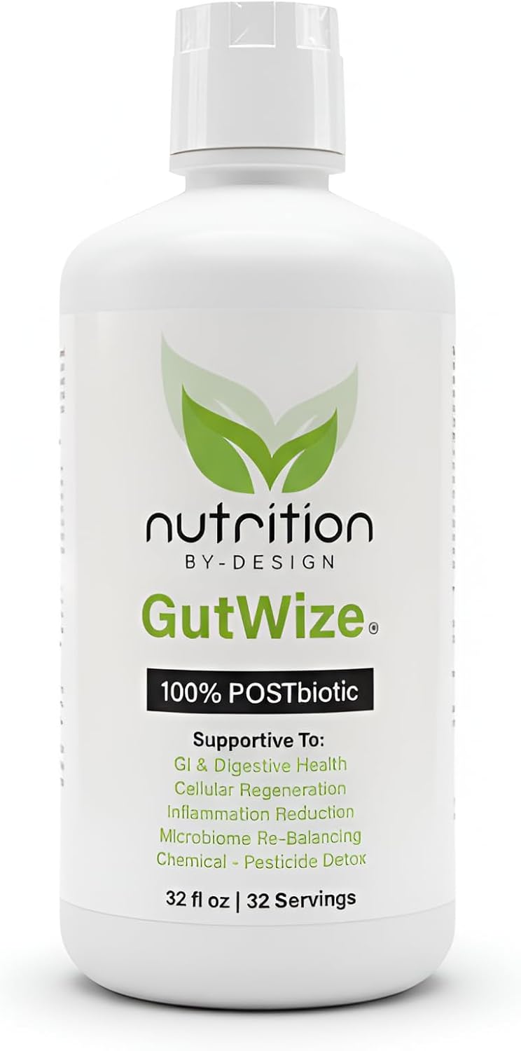 GutWize™ 100% POSTbiotic Liquid Supplement – Gut Health & Immune Support – Eases Bloating, Gas & Indigestion – Shelf-Stable – Vegan, Non-GMO, Gluten-Free – 30 Servings
