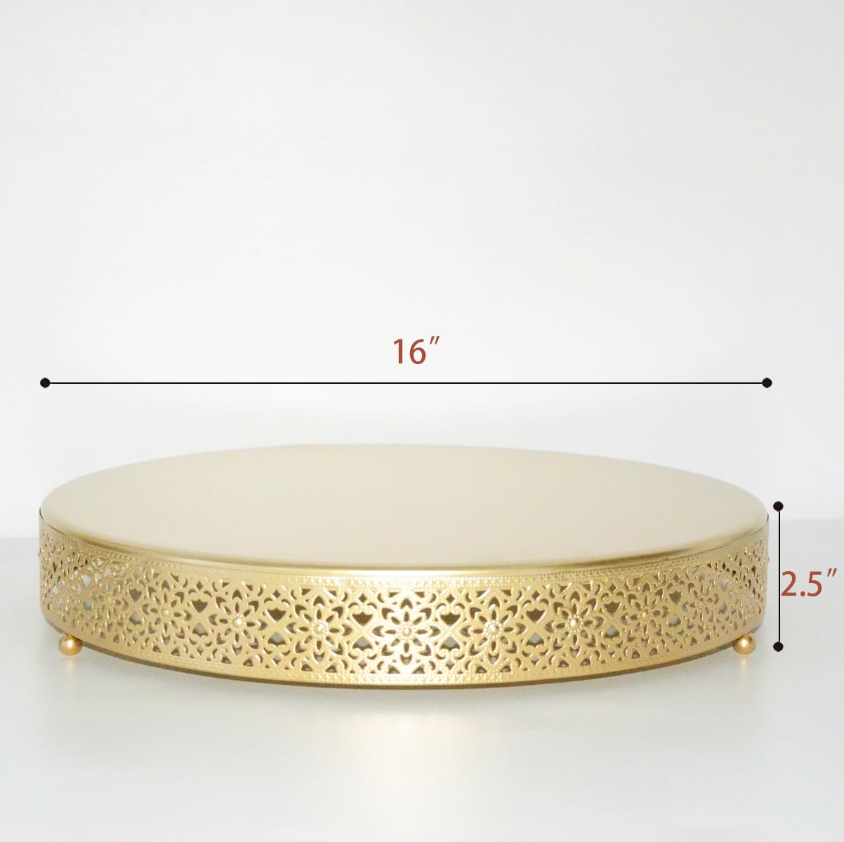 FEICTPOX Cake Stand, Metal Round Cupcake Dessert Stand Cake Display Holder Cookies Fruit Serving Tray Decor for Wedding Party Birthday Baby Showers Anniversary (16in, Gold)