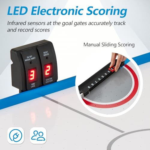COSTWAY 48 inch Air Hockey Table, 12V Powered Arcade Game Table with LED Scoreboard, 2 Pucks, 2 Pushers, Hockey Gaming Table for Kids Adults - Image 3