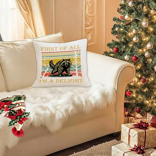 FITIE Funny Racoon Pillow Covers 18x18 Double-Sided, Racoon Gift Throw Pillow Covers for Women, Funny Pillow Covers for Home Living Room Decor