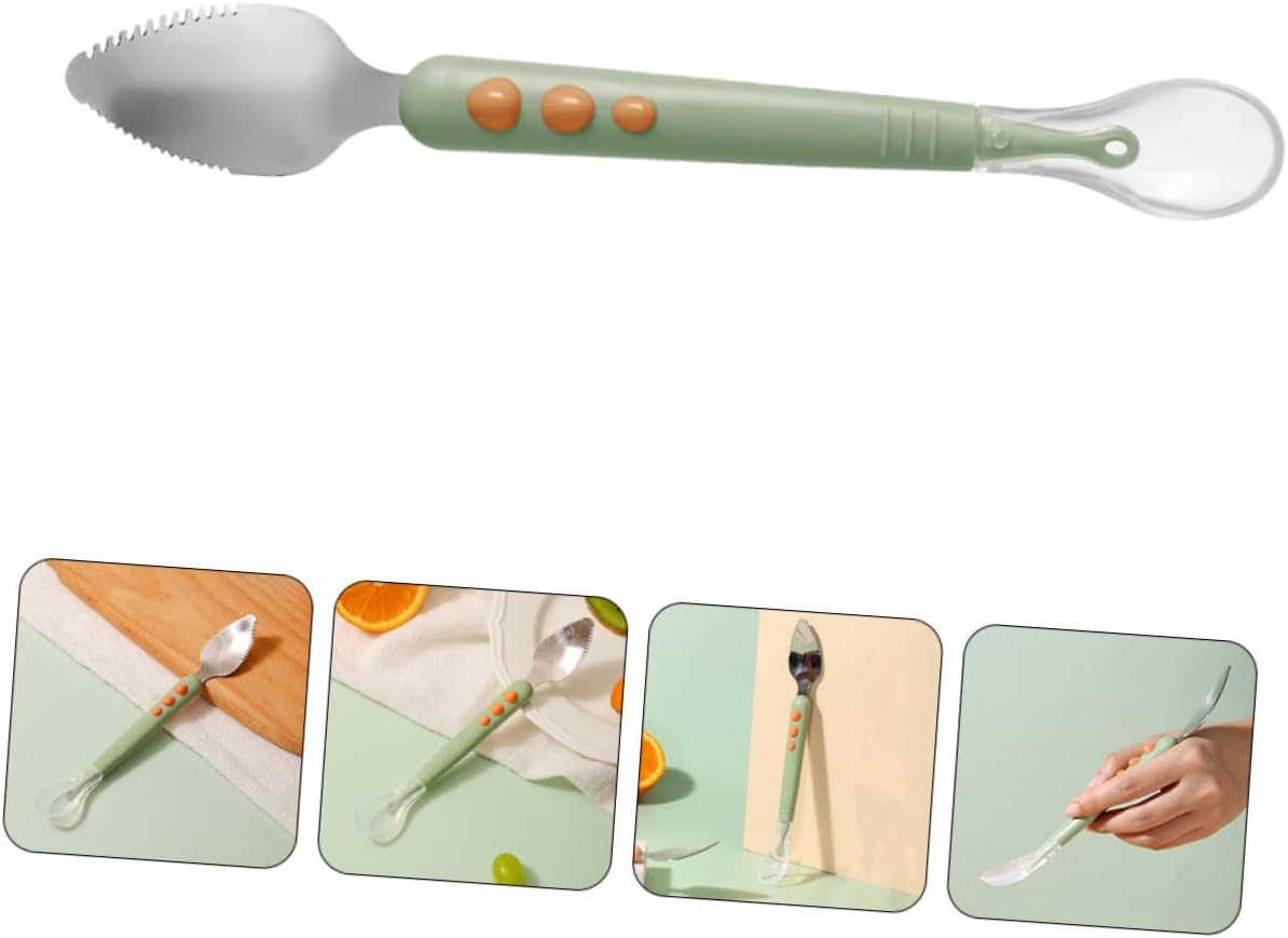 2pcs Fruit Spoon Lightweight Scraping Puree Feeder with Soft Silicone Heads for Safe Feeding Utensils