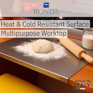 RONDA | Tagliere Spianatoia 60x50cm Acciaio Inox per Impastare Piano da lavoro Cucina Professionale Antibatterico Alimentare Varie Misure Per Cucina Per Ristorazione Tappetino Antiscivolo Piega 2cm