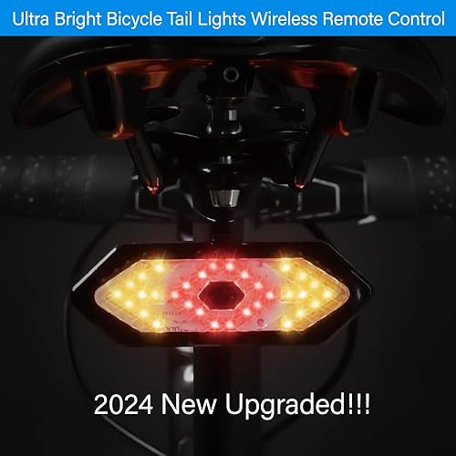 Miniatura 2 de Luz trasera para bicicleta con intermitentes USB recargable inalámbrico control remoto IPX4 impermeable ultra brillante LED advertencia de seguridad