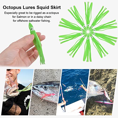 Fishing Squid Skirts Octopus Lures, Glow Soft Plastic Fishing Bait Trolling Lure Saltwater For Bass Salmon Trout Multicolored 7Cm 9Cm 11Cm #TOP4