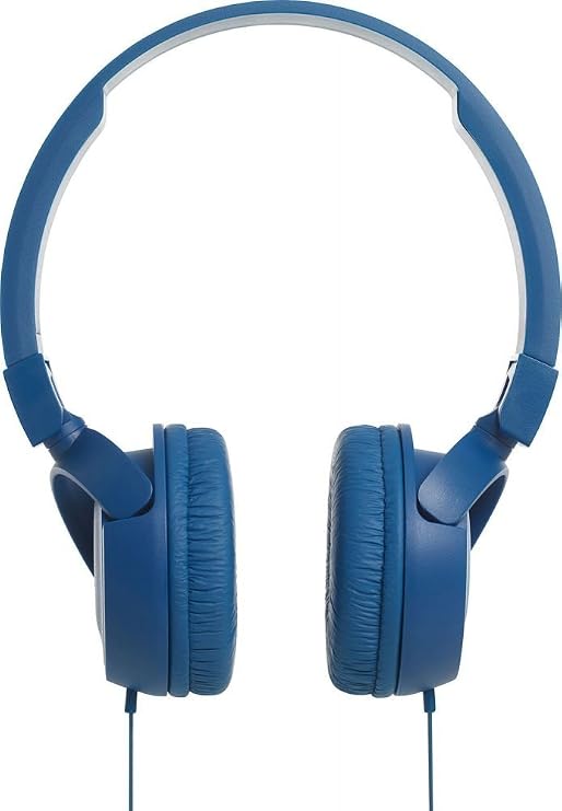 JBL Tune 450 On-Ear Lightweight Foldable Headphones with Pure Bass Sound, Universal 1-Button Remote with Built-In Microphone, Blue