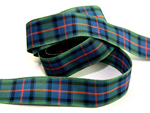 Berisfords Blue Woven Tartan Ribbon 7Mm Wide Flower Of Scotland - 25 Metre Roll