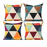 Material: Poliéster & Mezcla de poliéster, Qty: 4 PC (Sólo funda de almohada, interior relleno no incluyen), Medidas sobre 20(L)* 20(W) Pulgadas. 50CM * 50CM, Puede haber 1-2cm desviación existe, Dibujo: Geometría colorida, Color puede no aparecer tan exactamente como en la vida real debido a las variaciones entre los monitores de la computadora