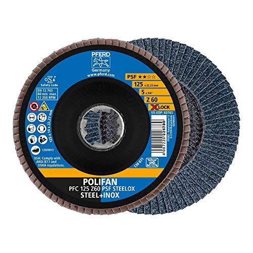 Pferd Polifan disc 125 mm zirconium corundum, grain size 60, PSF Steelox, X-LOCK (22.23 mm), 10 pieces - for high efficiency due to aggressive cutting with good service life