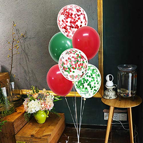 100 Pcs 12 Inch Christmas Balloons Party Decorations Red Green Confetti Balloons Latex Balloons For Christmas New Year Holiday Birthday Decoration #TOP2