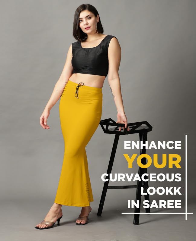Image of ZORNITSA Cotton Lycra Saree Shapewear Petticoat for Women, Stretchable Saree Shaper Petticoat Inskirt, Shape wear Dress for Saree, Skirts