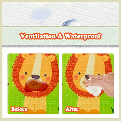 Uanlauo Foldable Baby Play Mat, Extra Large Waterproof Activity Playmats For Babies,Toddlers, Infants, Play & Tummy Time, Foam Baby Mat For Floor With Travel Bag (Monkey(79X71X0.6Inch)) #TOP2