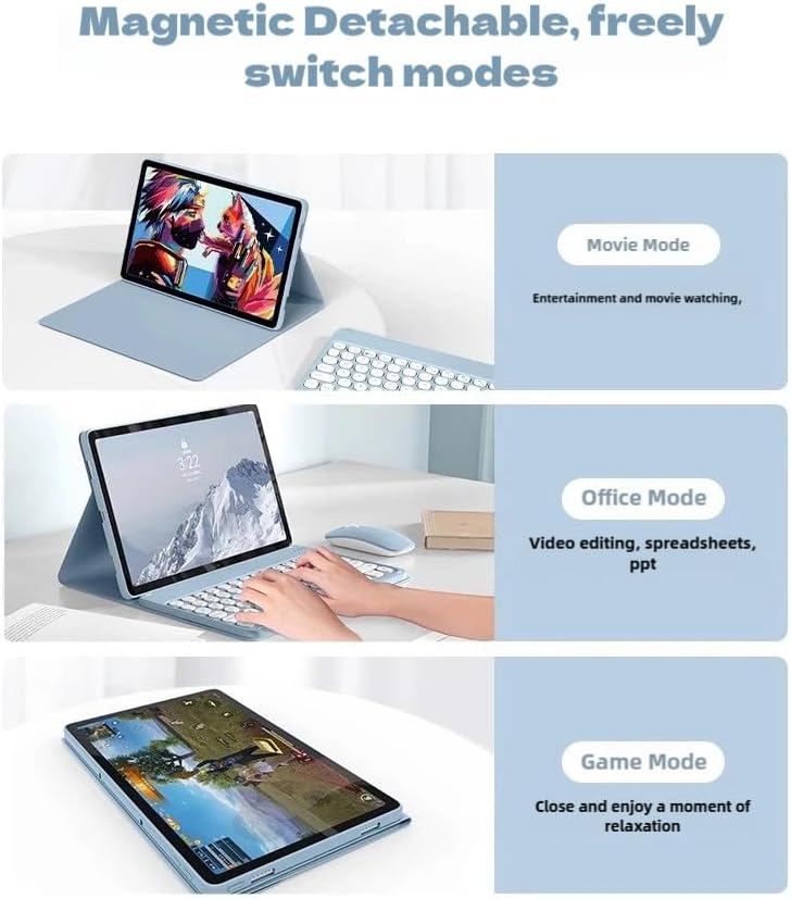 Keyboard Case for Lenovo Tab M11 (TB-330FU/TB-330XU) 11 inch, Cute Color Folio Stand Cover with Round Key Magnetic Detachable Keyboard for Lenovo Tab M11 2024 11'', Purple