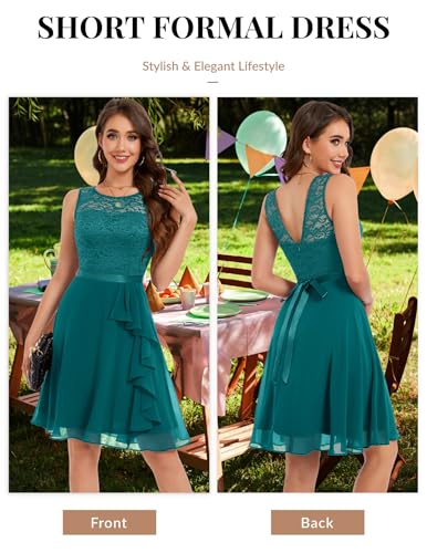 Image of BeryLove Womens Boat Neck A Line Sleeveless Lace Formal Homecoming Dress