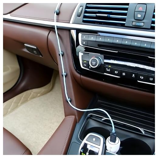 20 Pcs Mini Car Cable Organizer Clips - Adhesive Cord Holders for Dashboard & Center Console, Wire Management for Charging Cables & USB Cords, Universal Auto Interior Accessories (Black)