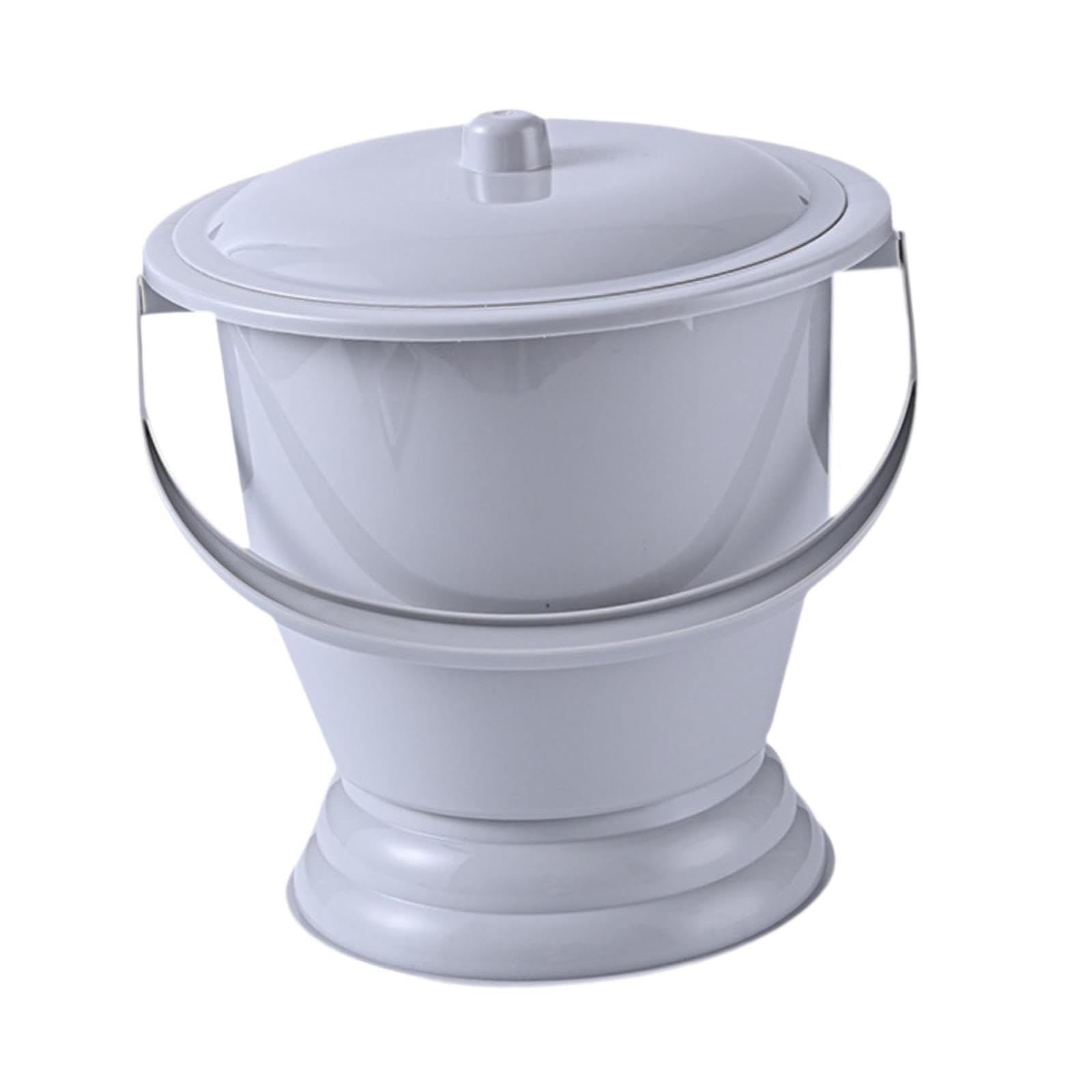 Generic Vaso Da Notte con Coperchio Chiuso E Robusta Maniglia per Il Trasporto, Robusto Vasino Domestico, Orinatoio, Secchio, PP, Facile Da Pulire, per Adulti, Grigio