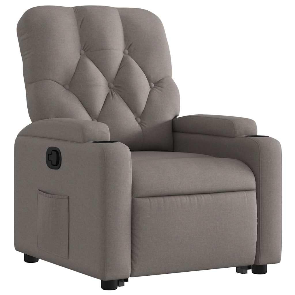 Relaxsessel mit Aufstehhilfe Elektrisch Taupe Stoff 74x86,5x93,5 cm gemütlicher Lesesessel bis 110 kg für Wohnzimmer Schlafzimmer und Seniorengerechtes Wohnen
