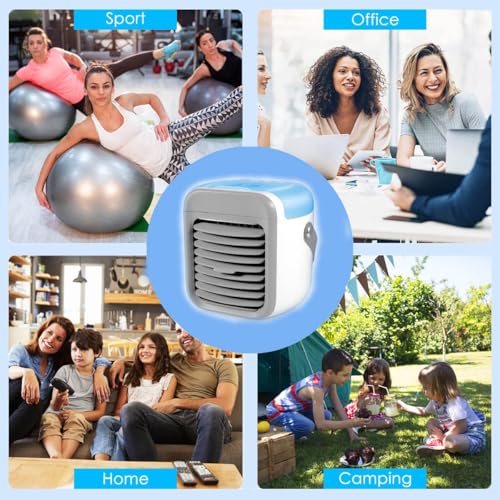 Portable Air Cooler, Rechargeable Evaporative Air Conditioner Fan with 3 Speeds 7 Colors, 3 in 1 Air Cooler with Water Tank, Cordless with Handle for Home, Office and Room - Image 7