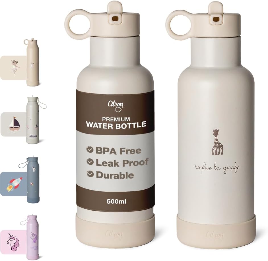 Citron- Vacuum Insulated Stainless Steel Water Bottle 500ml- Sophie La Girafe