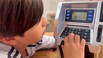 Blingbin Upgraded ATM Piggy Bank for Kids, ATM Bank Machine for Real Money with Debit Card, Bill Feeder, Coin Recognition, Balance Calculator, Electronic Saving Safe Machine Box for Boys Girls Gift