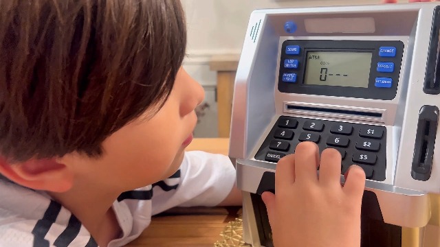 Blingbin Upgraded ATM Piggy Bank for Kids, ATM Bank Machine for Real Money with Debit Card, Bill Feeder, Coin Recognition, Balance Calculator, Electronic Saving Safe Machine Box for Boys Girls Gift