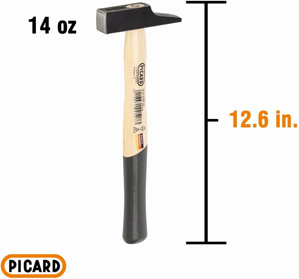 Picard Joiners Hammer 400g – French Pattern Carpenter Hammer, Black Powder-Coated Alloy Steel Head, 28mm Flat Square Face, Ring Wedge Fixture, Woodworking & Framing Tool – 0008501-28