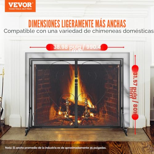 Pantalla para chimenea protector seguro VEVOR con puertas de facil acceso 3