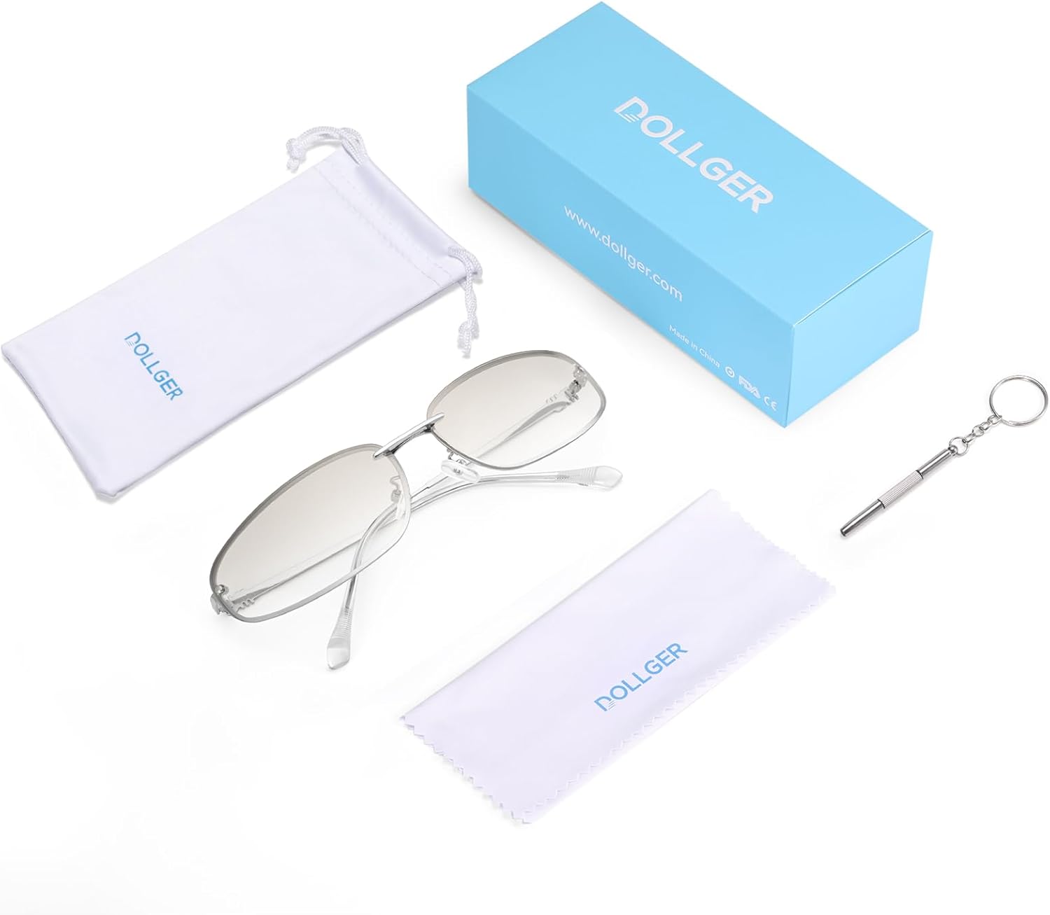 Dollger Y2K Sunglasses Women Trendy 2000s Wrap Around Metal Accessories Sun Glasses 90s Rectangle Cyber Fashion Cool Shades - Image 8