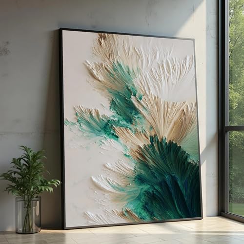 Art mural moderne vert et beige pour salon élégant Toile XINBAO