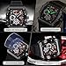 Imagen de RORIOS Relojes de Pulsera Tonneau para Hombres Reloj Moda Cuarzo Reloj Luminoso Analógico Reloj Deportivo Acciaio inossidabile con Correa de Silicona Negro B