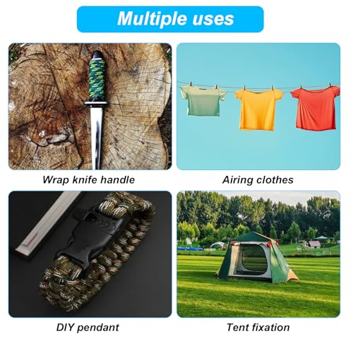 Jiujuda9 6 STK Nylon-Kernseil 4mm x 10m | 7-Strang Polyester-Seil mit 250kg Tragkraft | Allzweckseil für Camping, Hundegeschirr & Outdoor-Notfallausrüstung | 6 Camouflage-Farben