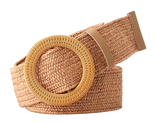 Vintage Women's Straw Woven Belts Boho Skinny Elastic Waist Strap Classics Ladies Dresses Knit Wide Belts