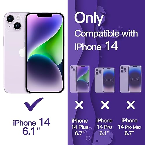 JETech iPhone 14 6.1インチ用 かわいい ケース 波状フレーム うねうね 耐衝撃 スマホカバー 女性用 女子向け クリア ハードPCバック (パープル)