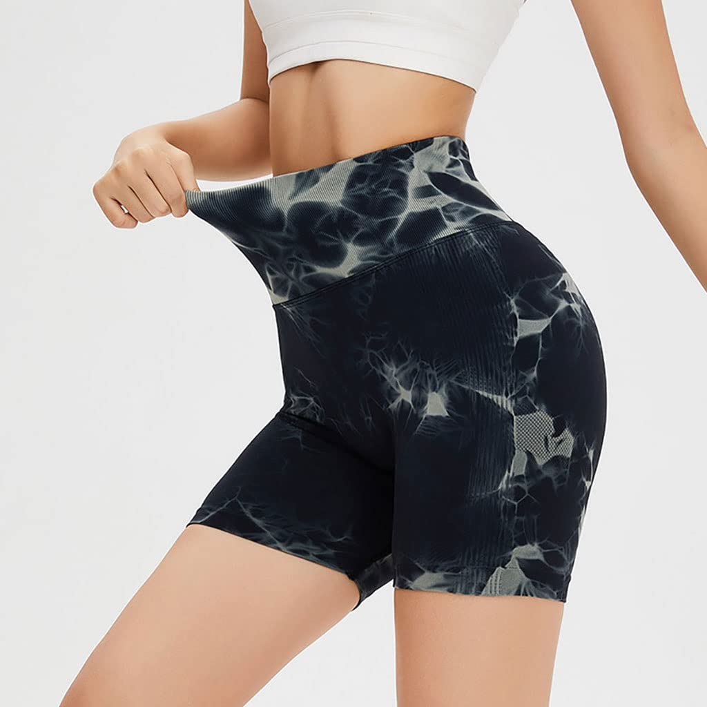 Leggings cortos tie dye para mujer mallas deportivas de cintura alta para yoga y running CLSDRZC 6