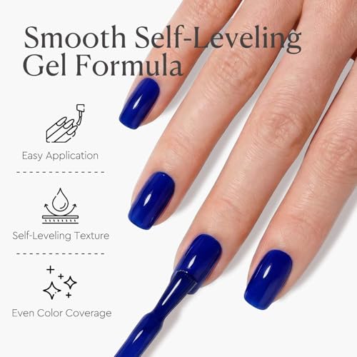 Image of AZUREBEAUTY18ML Royal Navy Blue Gel Nail Polish | Royal Navy Dark Blue High Gloss Opaque Soak Off UV /LED Gel Polish for Nail Art, DIY Manicure & Salon Use