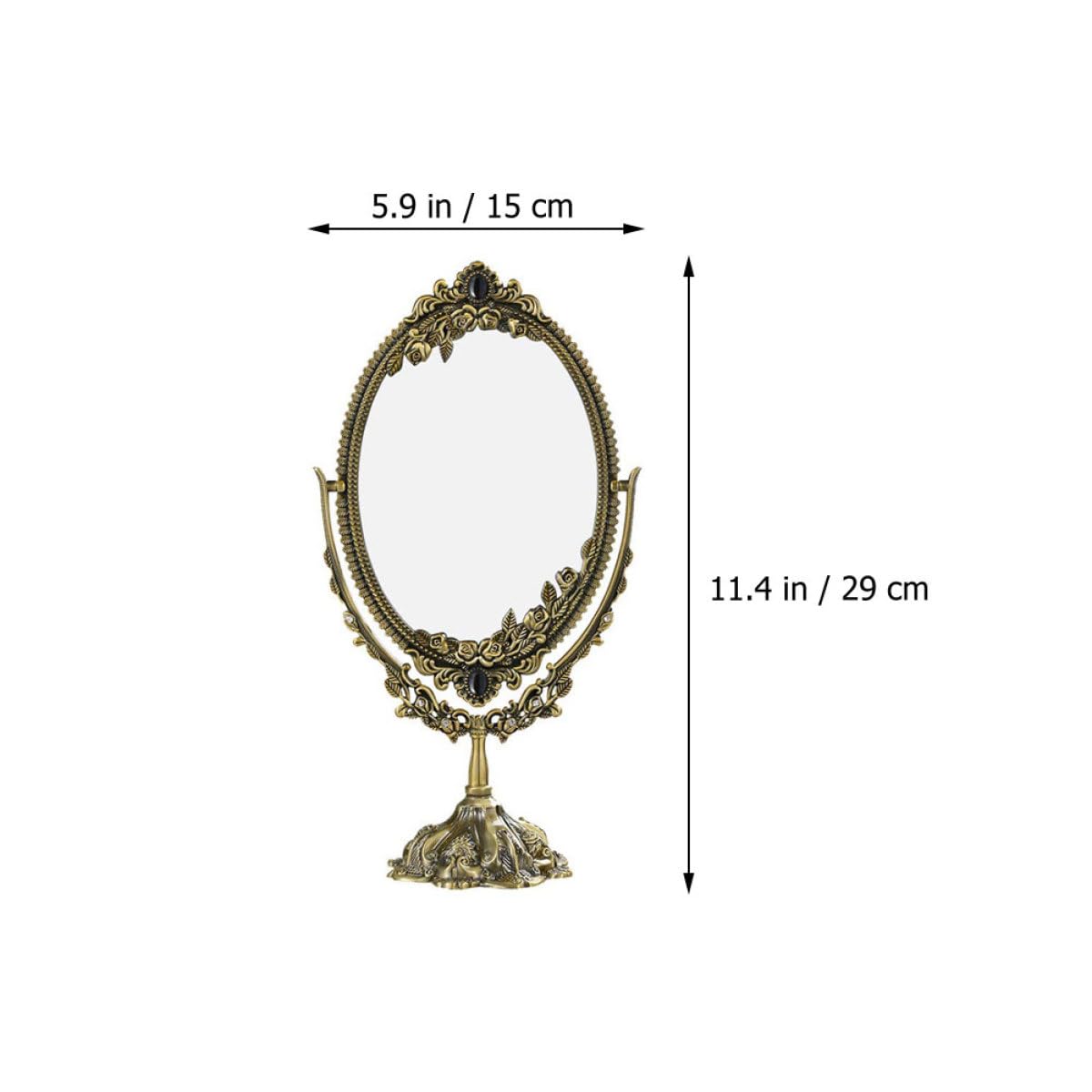 PACKOVE Retro Metall Kosmetikspiegel Doppelseitig mit Hoher Auflösung und Verblassendem Glas Eleganter Schminktisch Spiegel für Zuhause und Rasur
