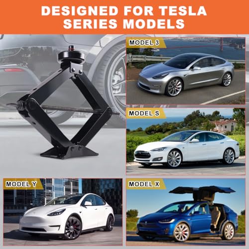 Image of Car Jack Kit for Tesla Model Y /3 /S /X, 3 Ton (6,600 lbs), Scissor Jack, Lifting Jack Suitable for Tesla Model 3 /Model S /Model X /Model Y. Comes with Labor-Saving Wrench /Bracket Pad /Storage Bags