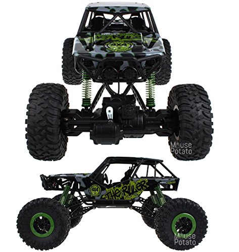 Image of Plastic 1:10 Rock Crawler 4WD Monster Truck Rally Car with Suspension (Green)