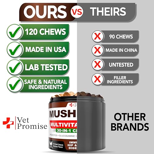 image for Vet Promise Turkey Tail Mushroom for Dogs - 170 Chews - Mushroom Suppl