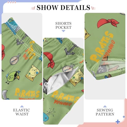 Pirates Whale Bird Boys Long Pants Soft Trousers Elastic Waist Kids Lounge Bottoms with Pockets S-XL4