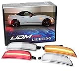 iJDMTOY Clear Lens Amber/Red Full LED Side Marker Light Kit Compatible With 2016-up Mazda MX-5 Miata, Powered by Total 98-SMD LED, Replace OEM Sidemarker Lamps