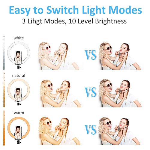 FACAZ Dimmbares LED-Selfie-Ringlicht, 16cm Ringförmiges Fülllicht, Fotografie-Licht mit Handy-Stativ, Geeignet für… – Bild 6