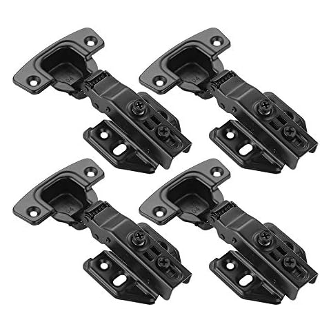 JQK Cabinet Hinges Black, 100 Degree Soft Closing Full Overlay Door Hinge for Frameless Cabinets, Stainless Steel Matte Black Finish, 4 Pack, CH100-PB-P4 Cover