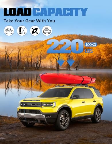 Image of FengYu Roof Rack 220lbs Cross Bars Compatible with Honda Passport 2026 with Raised Side Rails,Heavy Duty All-Metal Aluminum Roof Rails Crossbars Rooftop Cargo Bars Black Luggage Racks Carrier