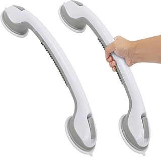 sunzone 2 Pack Suction Grab Bars, Grab Bar for Elderly,Heavy Duty Shower Handle,Bathroom Grab Bars for Seniors,Removable S...
