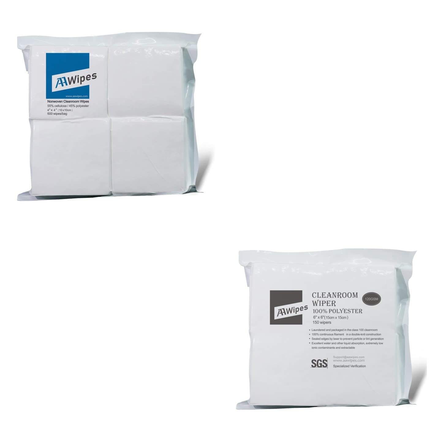 AAwipes Lint Free Polycellulose Wipes 4X4 Polyester Wipes 120 GSM 6X6