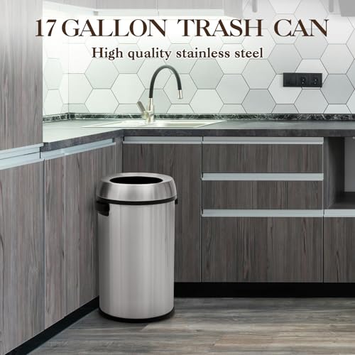Caneca de basura de acero inoxidable de 65 litros con tapa basculante miniatura 7